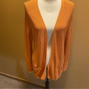Women’s Anne Klein orange open front front pocket cardigan sweater sz S